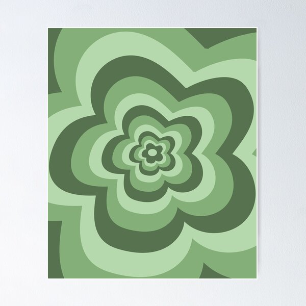 Trendy Green Indie Y2K Flowers Pattern