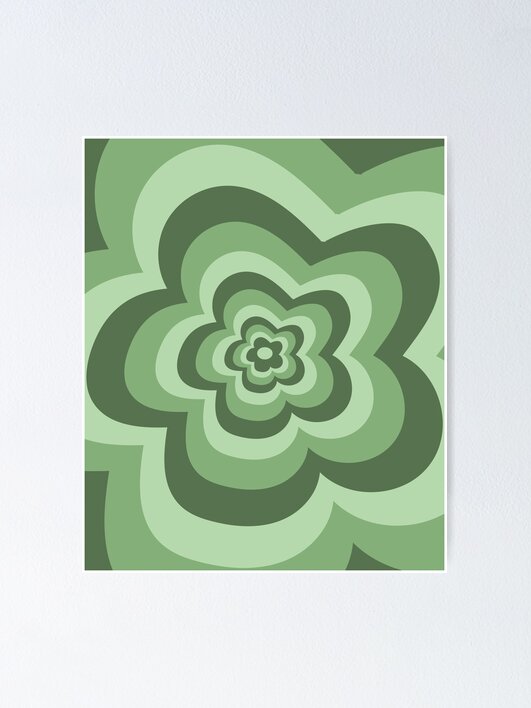 Trendy Green Indie Y2K Flowers Pattern