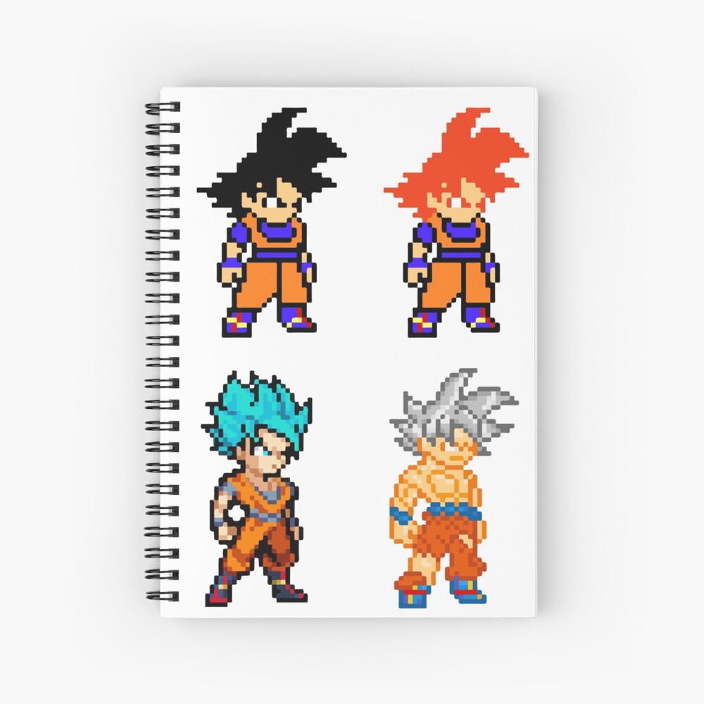 Cuaderno de espiral «Goku 8bit Super Saiyan Dios Azul Ultra Instinto |  camiseta pixel art migatte no gokui» de VistoAvvistato | Redbubble