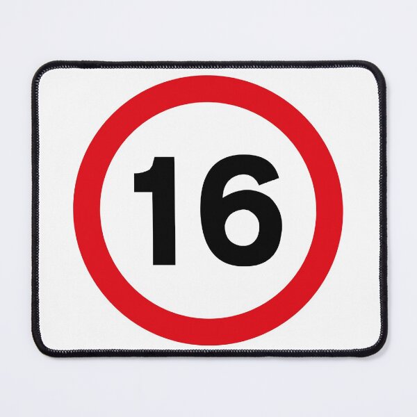 Item preview, 16 mph UK Speed Limit sign - 16 (Sixteenth birthday) designed and sold by MintGubbins.