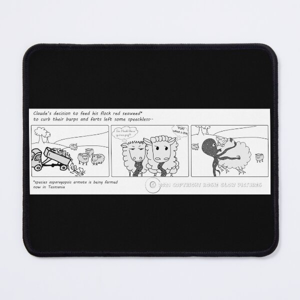 Item preview, Australian farmer Claude feeds his sheep red seaweed to mitigate against their methane emissions (burps and farts) Comic designed and sold by RosieGlow.