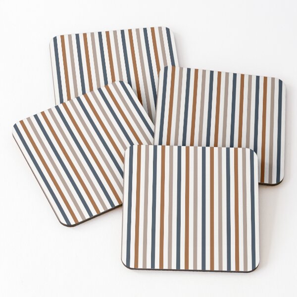 Item preview, warm beige cinnamon navy stripes pattern designed and sold by venus-ian.