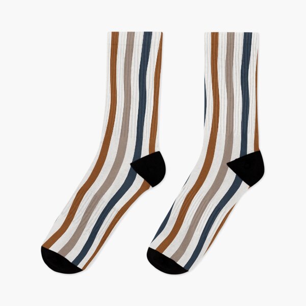Item preview, warm beige cinnamon navy stripes pattern designed and sold by venus-ian.