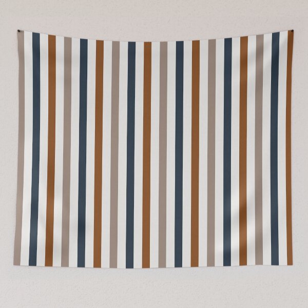 Item preview, warm beige cinnamon navy stripes pattern designed and sold by venus-ian.