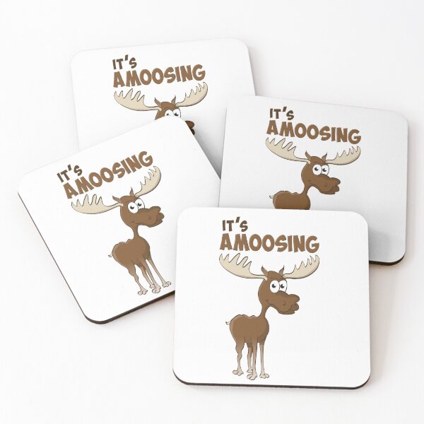 Item preview, ‘It’s Amoosing” Cartoon style illustration of a happy moose designed and sold by Stef Ringoot, cartoons and illustrations.
