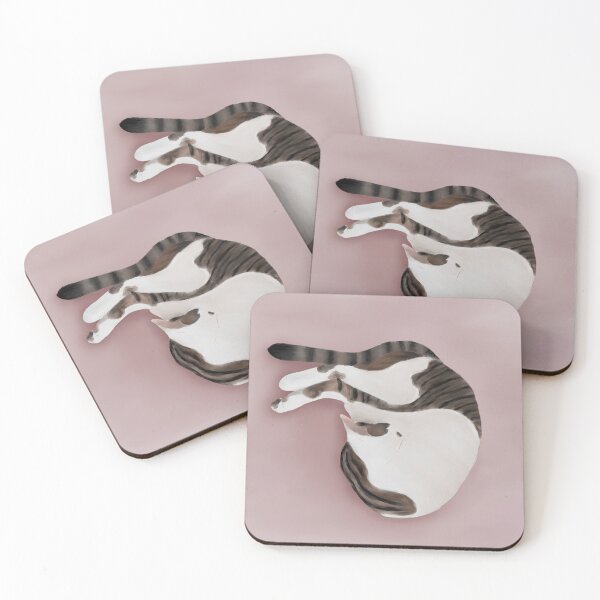 Item preview, Sleeping white and tabby cat portrait designed and sold by LauraO31.