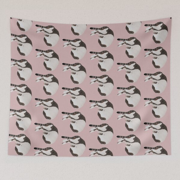 Item preview, Sleeping white and tabby cat portrait designed and sold by LauraO31.