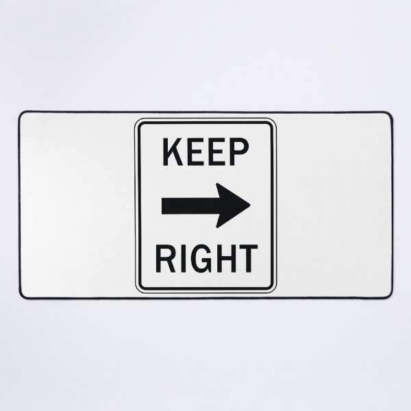 Item preview, US Keep Right Road Sign - White with black text & arrow pointing right designed and sold by MintGubbins.
