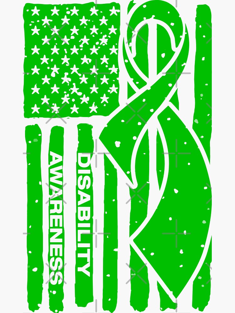 "Disability Awareness Ribbon American Flag" Sticker by Tadmab Redbubble