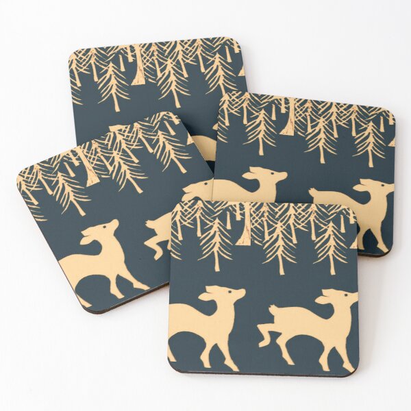 Item preview, Forest fallow deer and fir trees designed and sold by glowvim.
