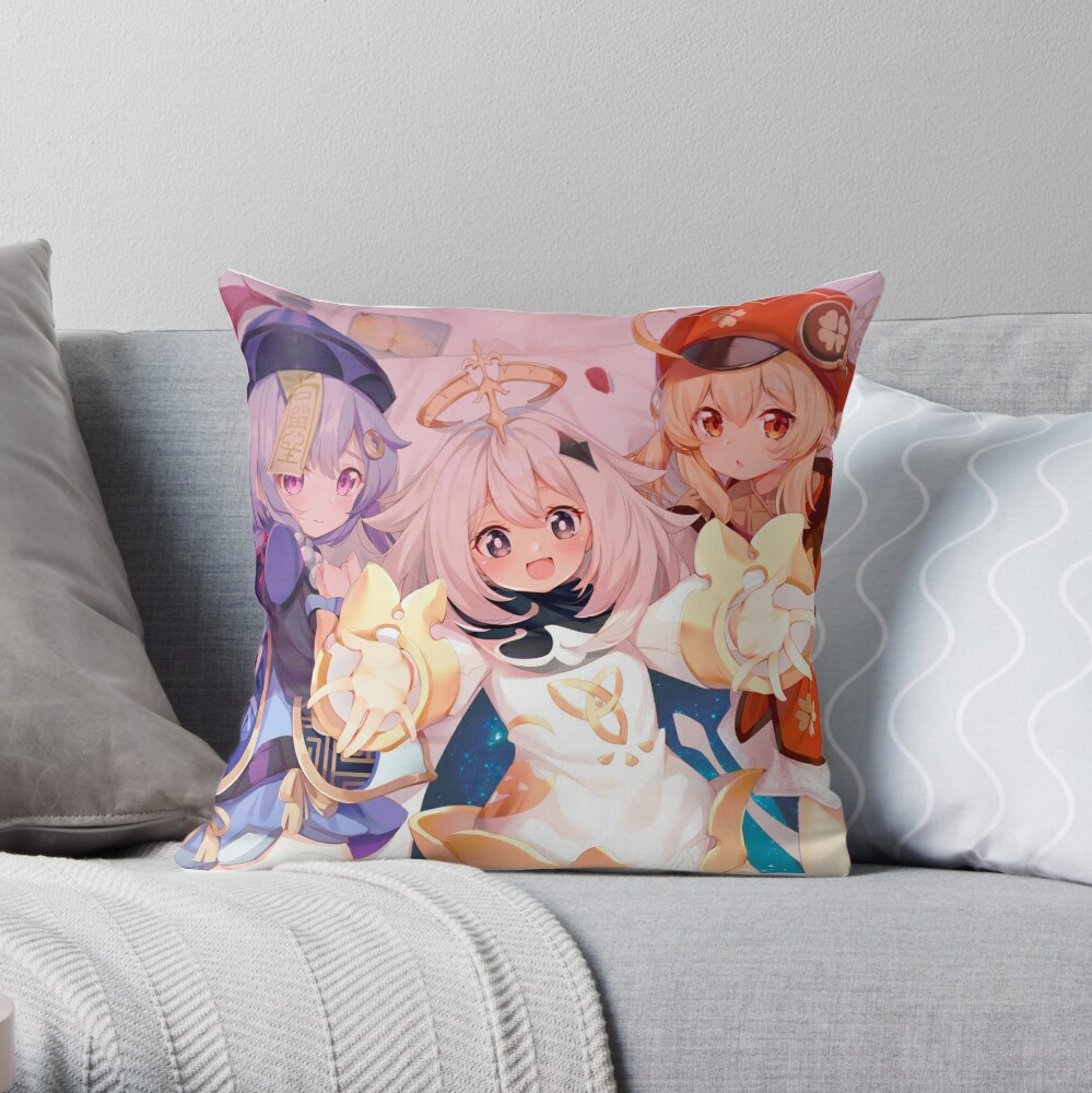 More discount price Genshin Impact Qiqi, Paimon, Klee Throw Pillow by SpookyStore21 TP-NOMCBT26