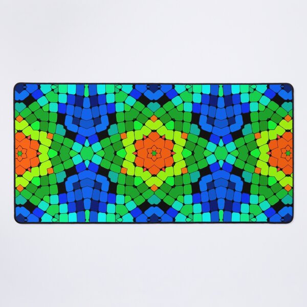 Item preview, Geometric Kaleidoscope Flower Orange Green and Blue designed and sold by WormholeOrbital.