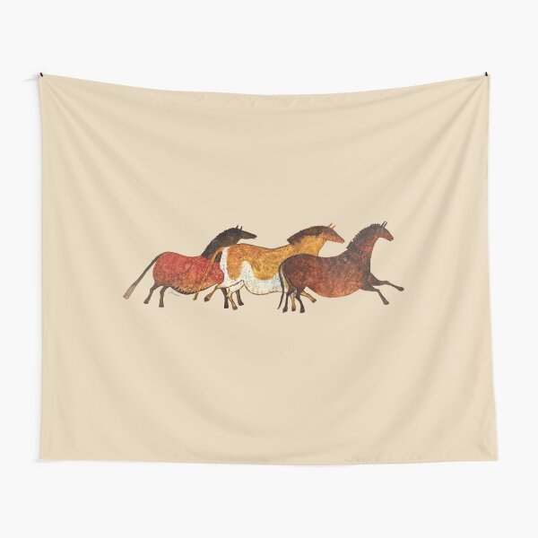 Cave Horses in Beige Tapestry