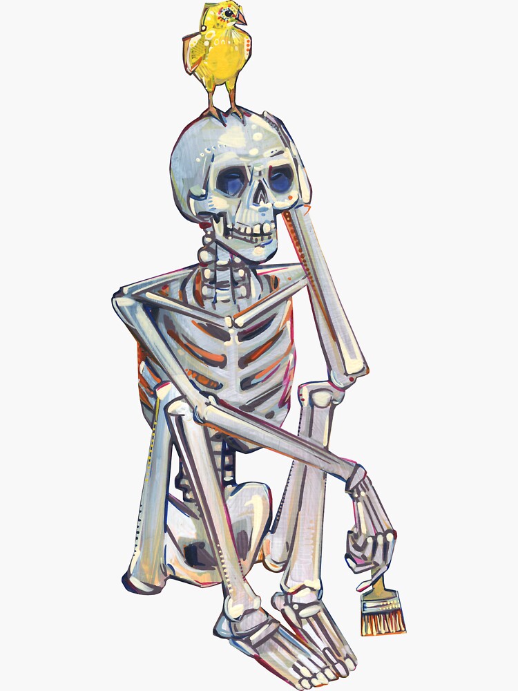 Contemplative Skeleton Painting - 2021 by gwennpaints