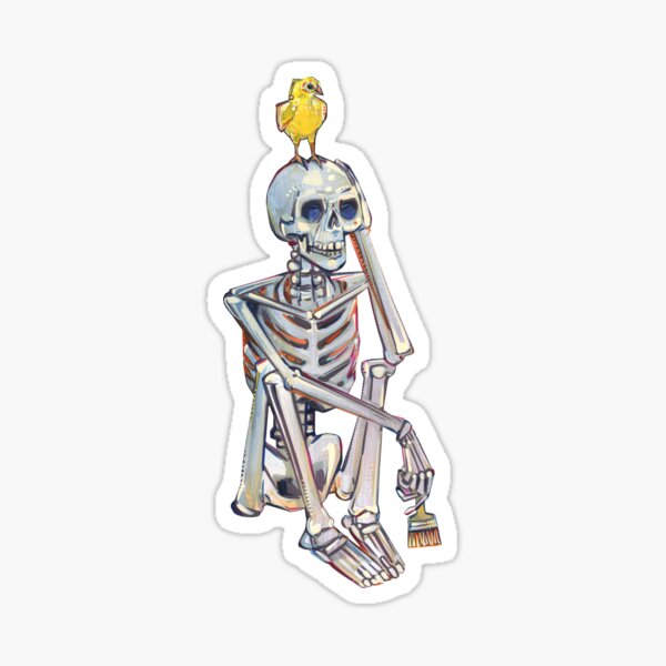Contemplative Skeleton Painting - 2021 Sticker