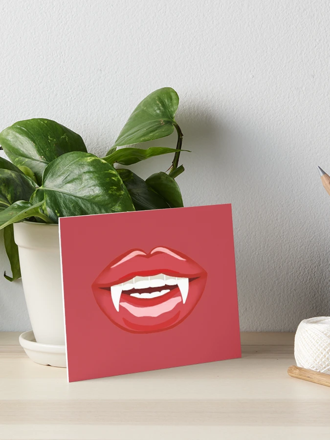 Red Lips and Vampire Fangs Art Board Print for Sale by ArtByBusyBee