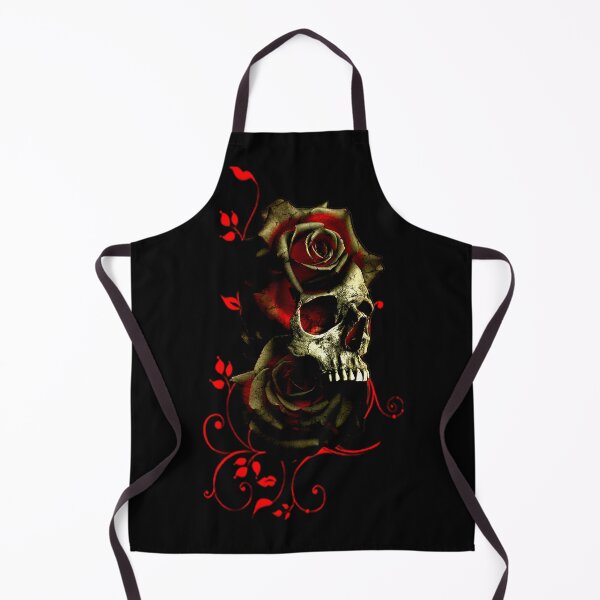 Artikelvorschau, Goldener Totenkopf mit schwarzen und roten Rosen entworfen und verkauft von Gothic Fantasy.
