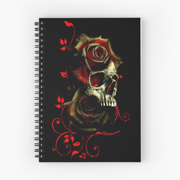 Artikelvorschau, Goldener Totenkopf mit schwarzen und roten Rosen entworfen und verkauft von Gothic Fantasy.