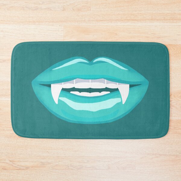 Item preview, Toothy Vampire Fang Smile Glossy Teal Turquoise Blue Green Lips designed and sold by ViewerEqualsPhoton.