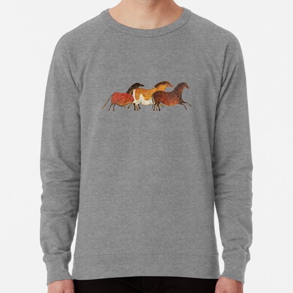 Cave Horses in Beige Lightweight Sweatshirt