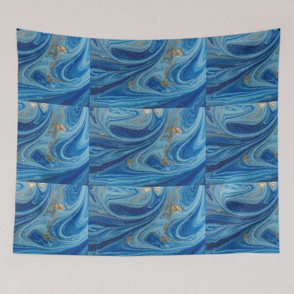 Item preview, Navy Blue & Gold Liquid Marble  designed and sold by newburyboutique.