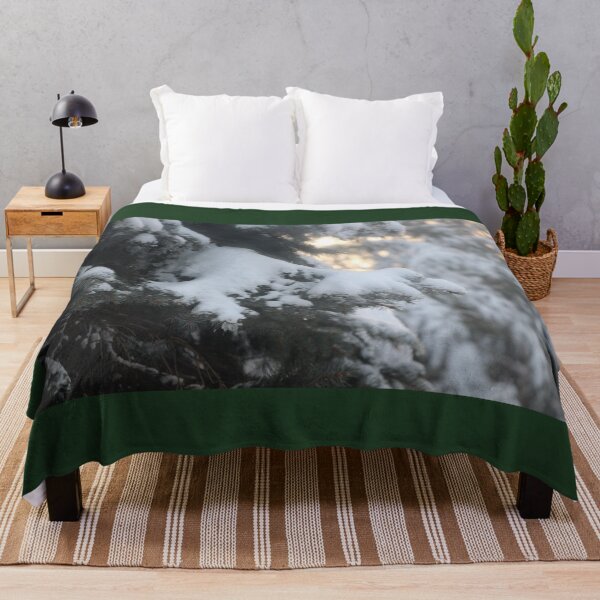 Item preview, Snowy Evergreen Tree Branches Foggy Early Morning designed and sold by JariHawk.