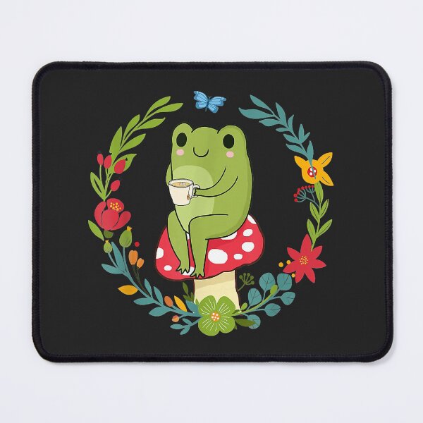 Item preview, Cottagecore Aesthetic Frog Drinking Tea On Mushroom Cute  designed and sold by CARDWELL-COWEL.