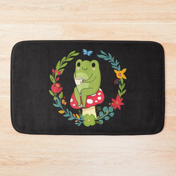 Item preview, Cottagecore Aesthetic Frog Drinking Tea On Mushroom Cute  designed and sold by CARDWELL-COWEL.