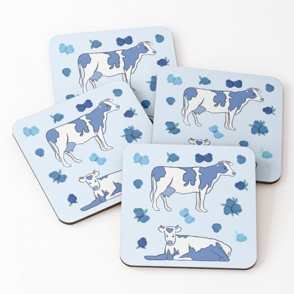 Item preview, Blueberry Cow - Blue and White Animal Illustration Pattern designed and sold by TheRainbowRoom.