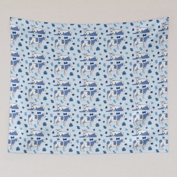 Item preview, Blueberry Cow - Blue and White Animal Illustration Pattern designed and sold by TheRainbowRoom.