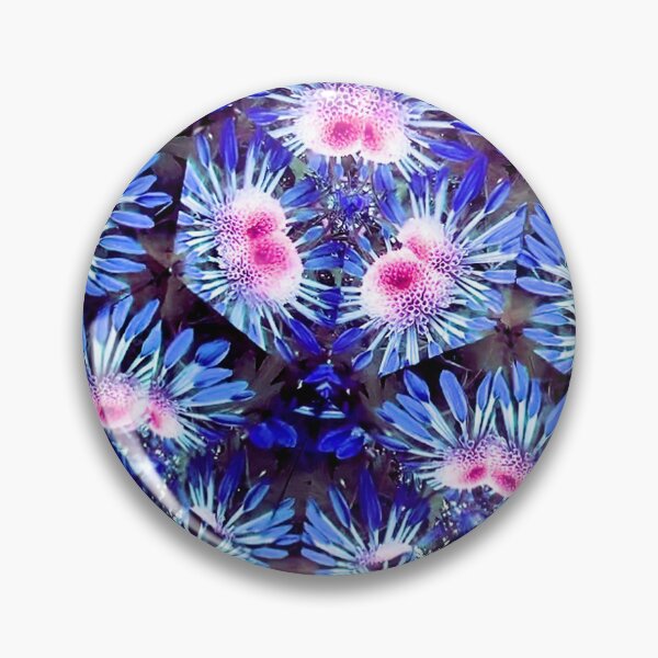 Artikelvorschau, Blumenkaleidoskop (086) - blaue und rosa Chrysanthemen entworfen und verkauft von expl-rations.