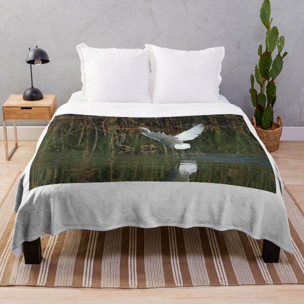 Item preview, Egret landing in a pond designed and sold by PaulKPhoto.