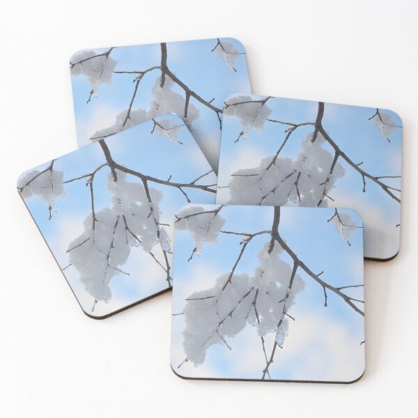 Item preview, Single Small Tree Snow Covered Branch Blue Sky and Clouds designed and sold by JariHawk.