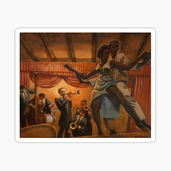 Dance the Blues. Vintage Big Band. 1940s Print. Sticker