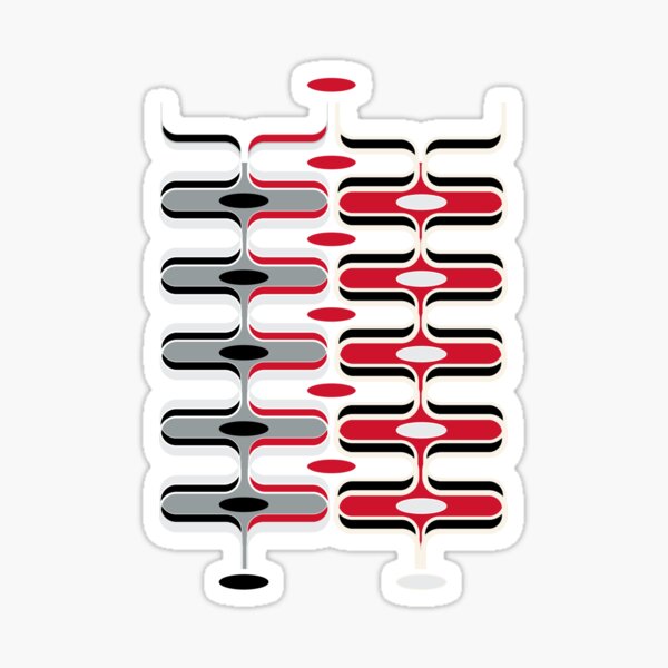 Item preview, Retro Mod Ogee Red And Black Abstract Pod Pattern © fatfatin designed and sold by fatfatin.