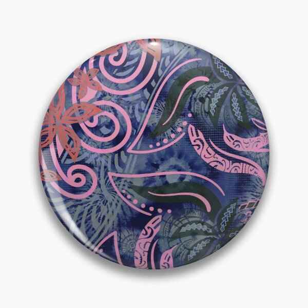 Item preview, Polynesian - Hawaiian - Samoan Blue And Pink Tribal Floral designed and sold by sunnthreads.