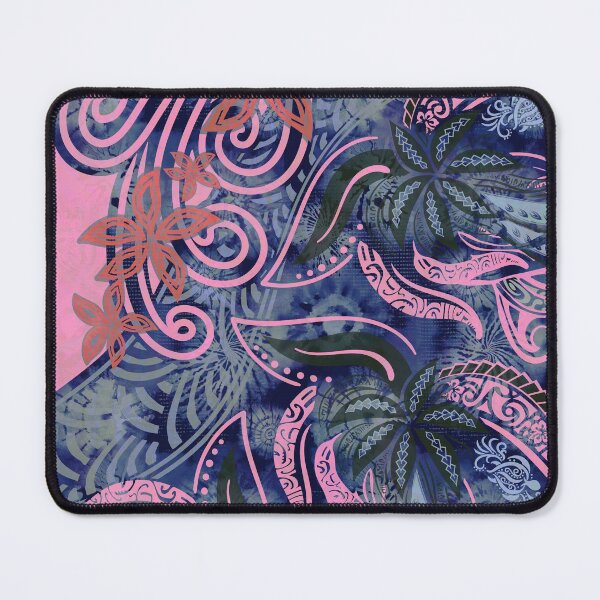 Item preview, Polynesian - Hawaiian - Samoan Blue And Pink Tribal Floral designed and sold by sunnthreads.