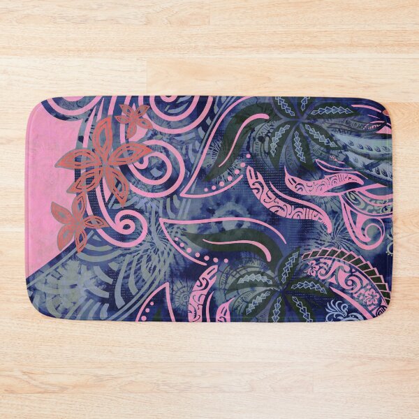 Item preview, Polynesian - Hawaiian - Samoan Blue And Pink Tribal Floral designed and sold by sunnthreads.
