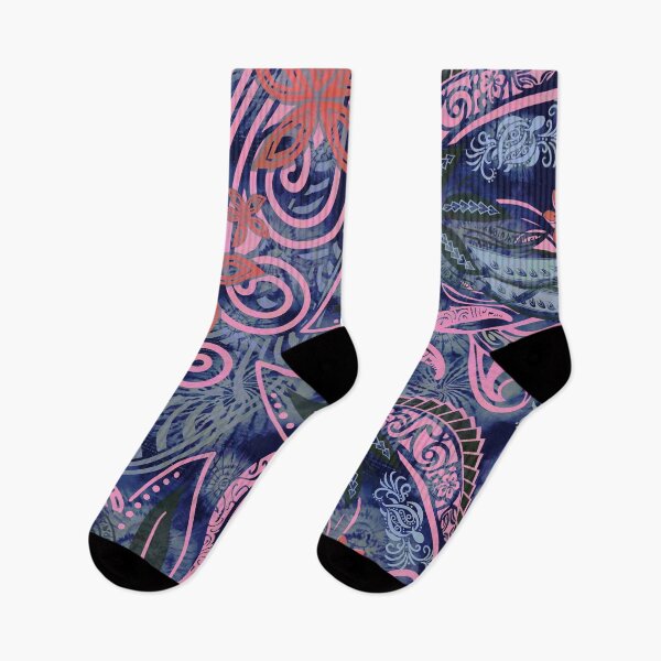Item preview, Polynesian - Hawaiian - Samoan Blue And Pink Tribal Floral designed and sold by sunnthreads.