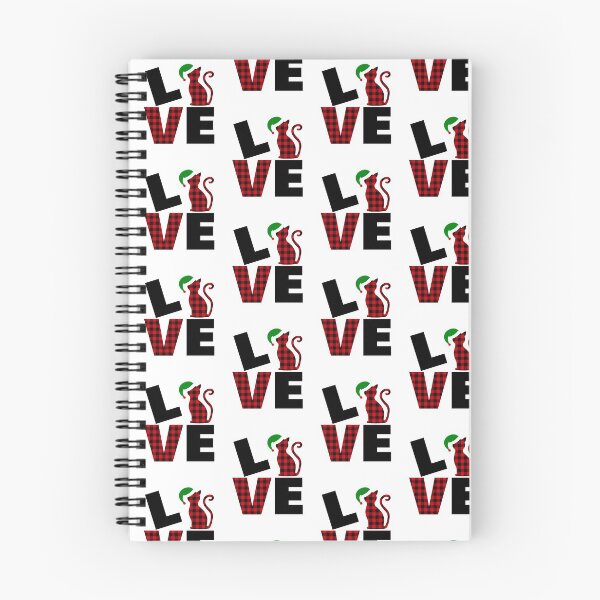 Aperçu de l'œuvre LOVE Chat de Noël mignon avec motif à carreaux de buffle rouge Bonnet de Noel créée et vendue par SpringMoonPress.