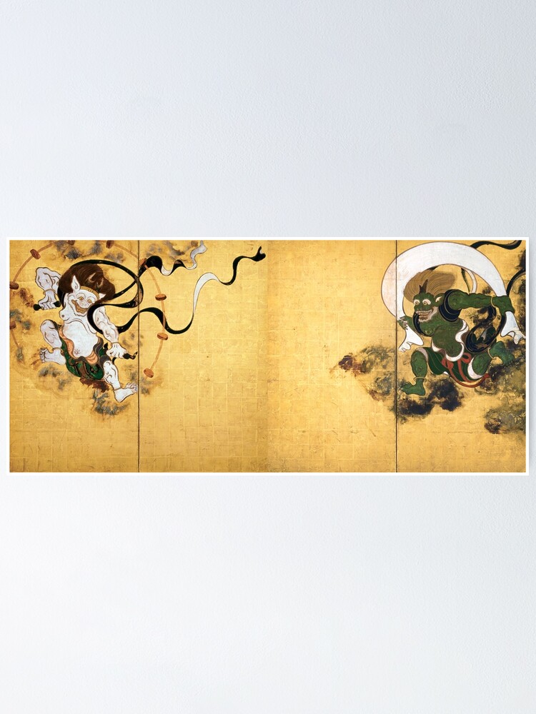 Póster «Dios del viento Fujin y Dios del trueno Raijin por Tawaraya