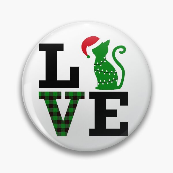 Artikelvorschau, LOVE süße Weihnachtskatze mit Weihnachtsmütze und hellgrünem Buffalo Plaid Pattern entworfen und verkauft von SpringMoonPress.
