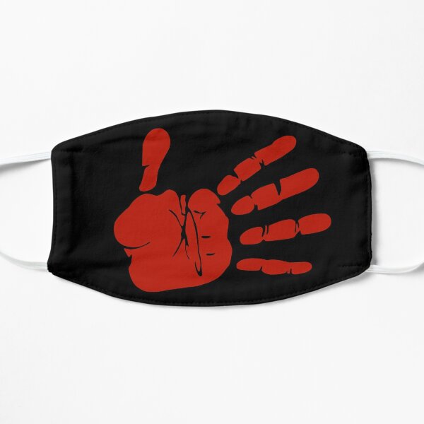 red handprint face mask