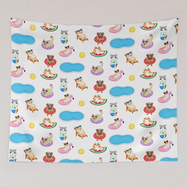 Item preview, Cute Dog Cat Animal Pool Party Summer Kawaii Friends Pets designed and sold by Simplyy  Unique.