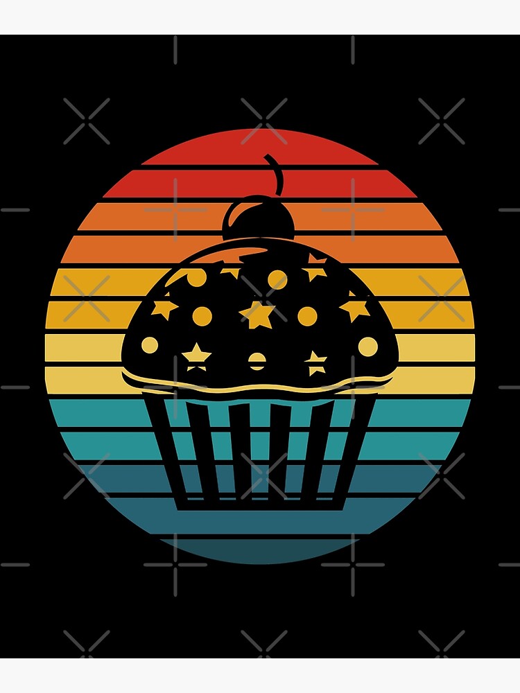 Disover Vintage Retro Sunset Cupcake Silhouette Bakers Gift Premium Matte Vertical Poster
