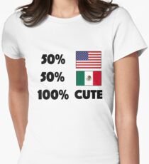 50% American 50% Mexican 100% Cute Baby USA Mexico Women's Fitted T-Shirt
