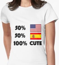 50% American 50% Spanish 100% Cute Baby USA Spain Women's Fitted T-Shirt