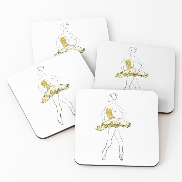 Item preview, vector sketch of girls ballerina standing. gold texture designed and sold by Olga Berlet.