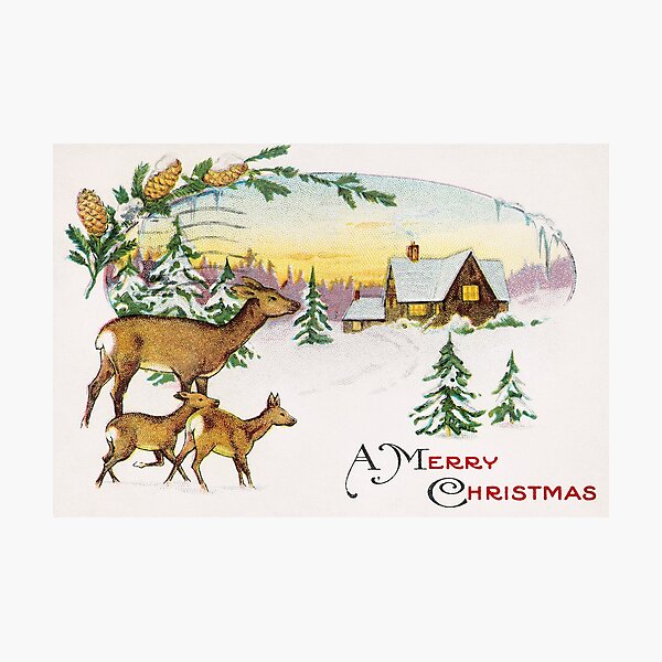 Artikelvorschau, Frohe Weihnachten - Vintage Weihnachtsgrüße Postkarte entworfen und verkauft von lilach-e.