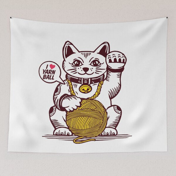 Item preview, LUCKY Maneki Neko I LOVE YARN BALL designed and sold by Emil1993.